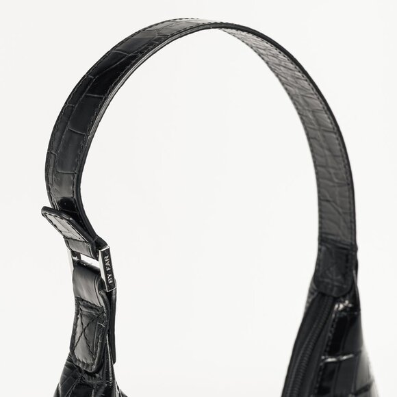 BY FAR Amber Baby Black Crocodile-Embossed Leather Shoulder Bag - Picture 6 of 11